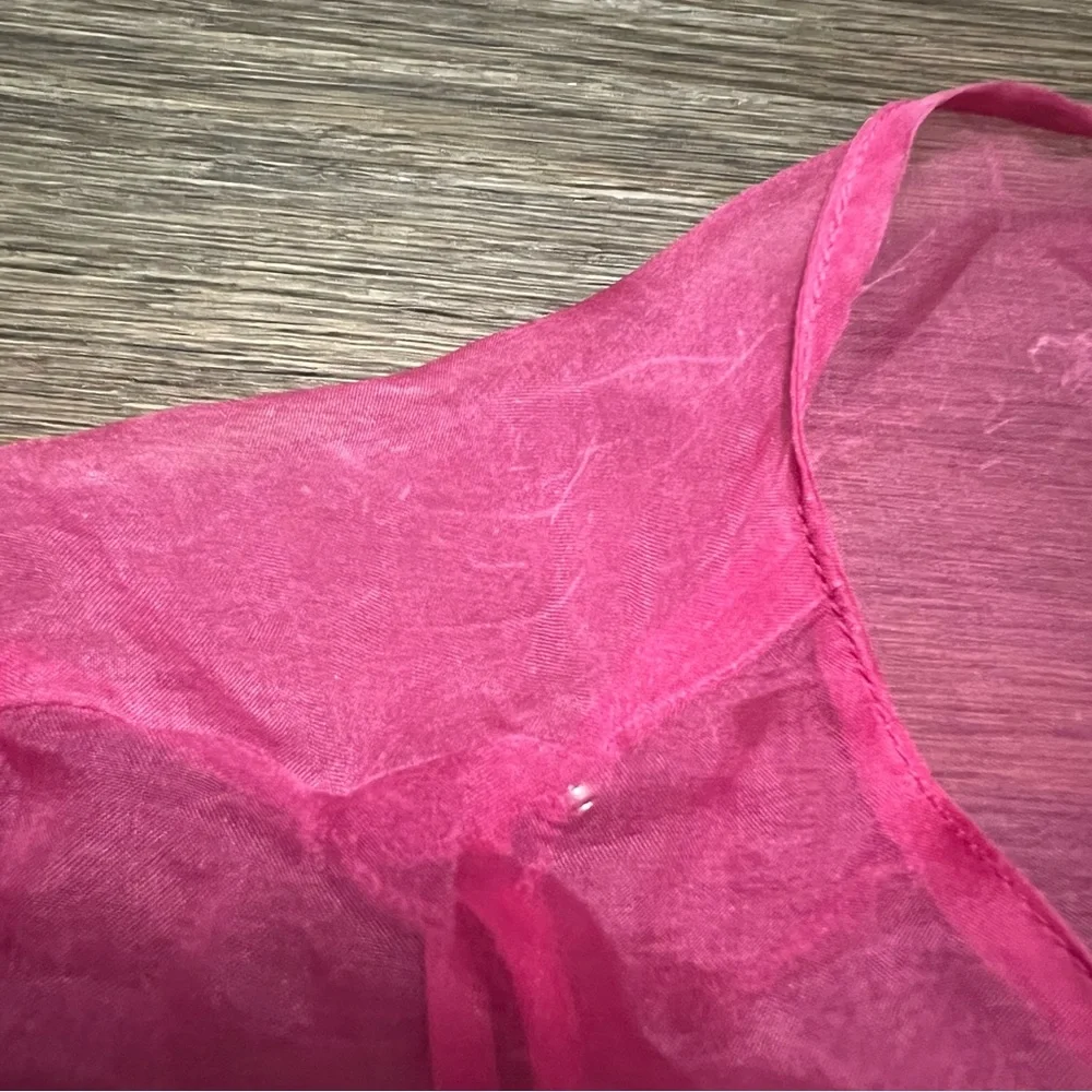 Cinq a Sept Katerina Silk Organza Top 100% Pink Sheer Size XS - Picture 9 of 11